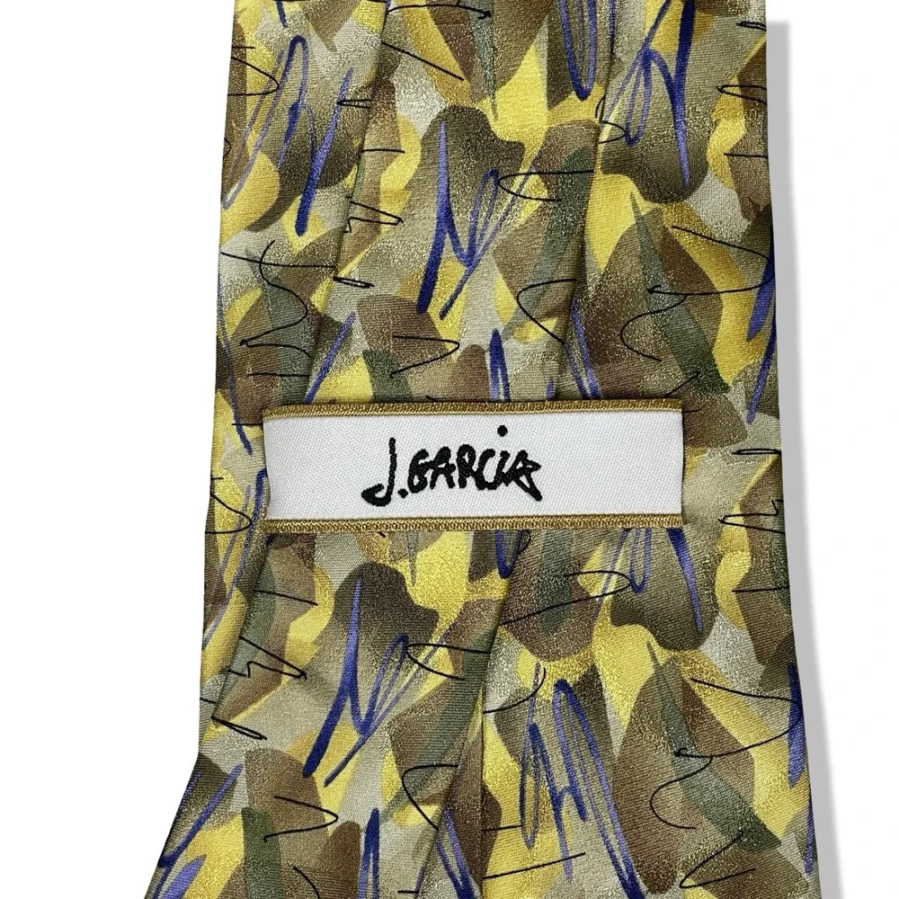 J Garcia Ancient Writing Limited‎ Edition Silk Mens Tie Abstract Artsy 58x4